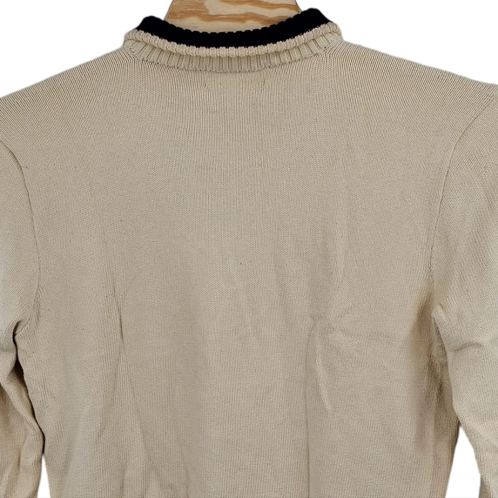 Polo Ralph Lauren Vintage Ribbed 1/4 Zip Sweater Large‎ Heavyweight Knit Flaws